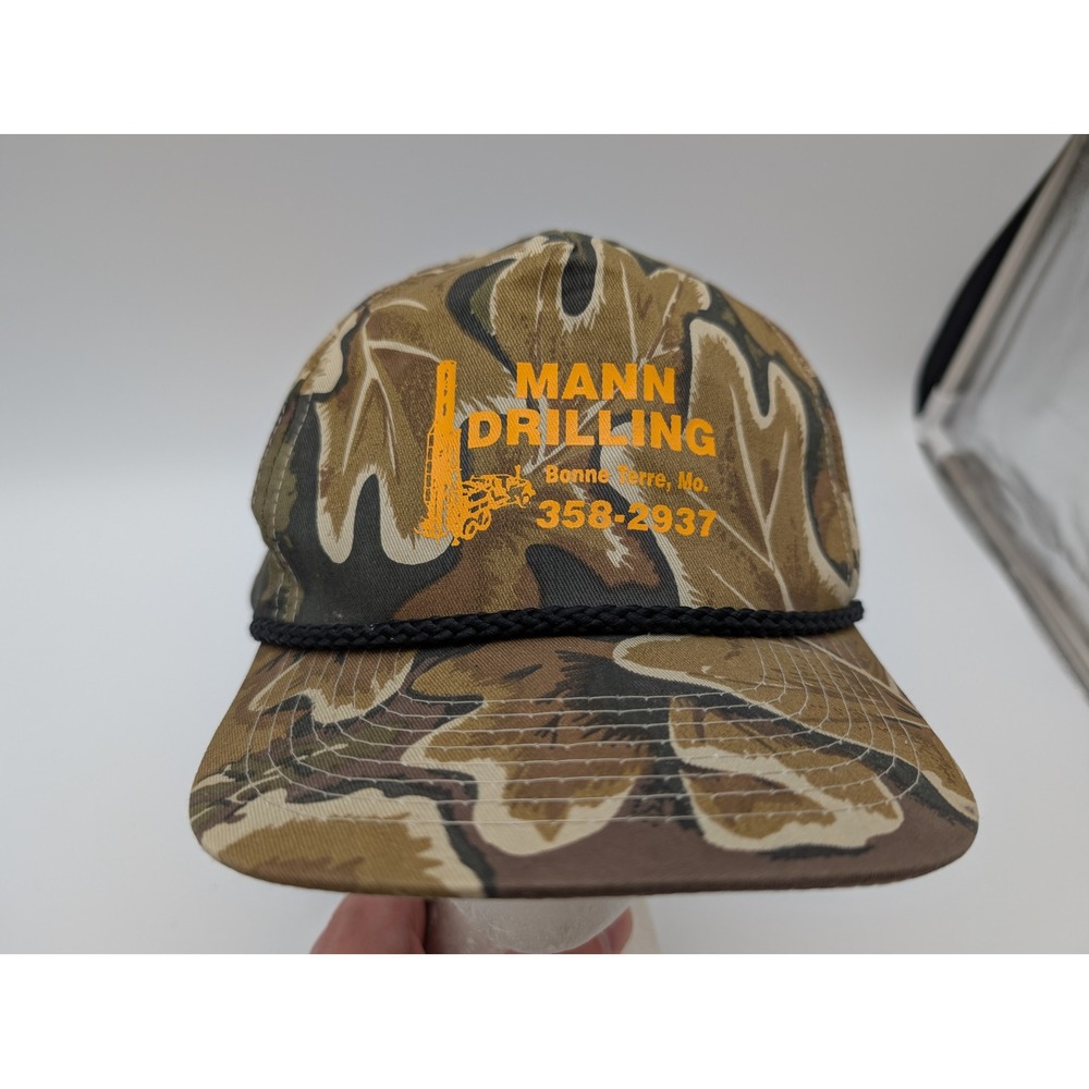 Cobra Caps Mann Drilling Camo Snapback Hat Orange Logo Vintage Style Trucker Cap